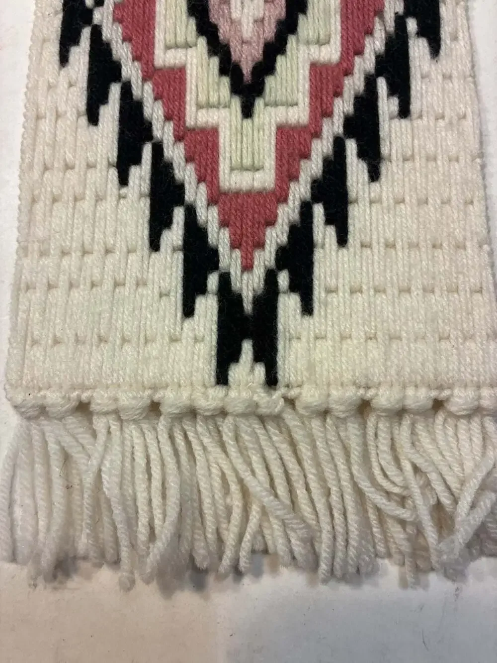 Vintage Norwegian Woven Wall Hanging – Handcrafted Geometric Tapestry - ,